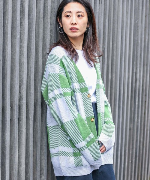 URBAN RESEARCH Sonny Label(アーバンリサーチサニーレーベル)の「チェックジャガードカーディガン(カーディガン/ボレロ・メンズ・ブルー系その他/イエロー/グリーン・MEDIUM/LARGE)」の10枚目の写真