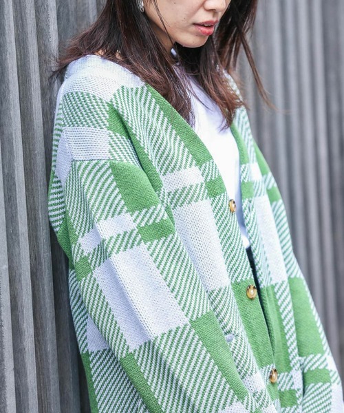 URBAN RESEARCH Sonny Label(アーバンリサーチサニーレーベル)の「チェックジャガードカーディガン(カーディガン/ボレロ・メンズ・ブルー系その他/イエロー/グリーン・MEDIUM/LARGE)」の13枚目の写真