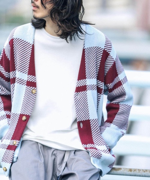 URBAN RESEARCH Sonny Label(アーバンリサーチサニーレーベル)の「チェックジャガードカーディガン(カーディガン/ボレロ・メンズ・ブルー系その他/イエロー/グリーン・MEDIUM/LARGE)」の18枚目の写真