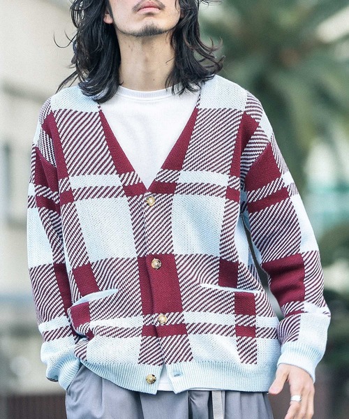 URBAN RESEARCH Sonny Label(アーバンリサーチサニーレーベル)の「チェックジャガードカーディガン(カーディガン/ボレロ・メンズ・ブルー系その他/イエロー/グリーン・MEDIUM/LARGE)」の20枚目の写真
