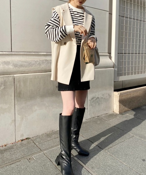one after another NICE CLAUP(ワンアフターアナザーナイスクラップ)の「シンプルデニム台形ミニスカート(デニムスカート・レディース・ブラック/インディゴブルー・FREE)」の19枚目の写真