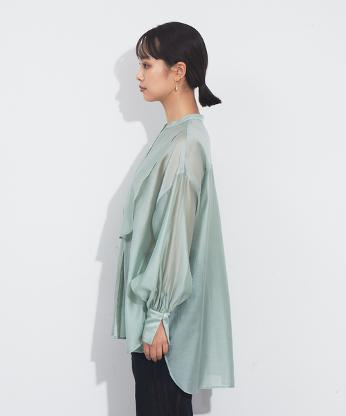 NOMINE(ノミネ)の「バンドカラーボサムシアーブラウス(シャツ/ブラウス・レディース・ブラック/グリーン/アイボリー/ラベンダー・フリー)」の20枚目の写真