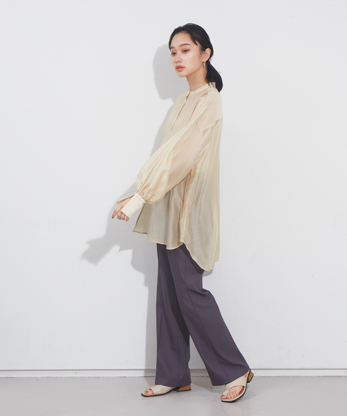 NOMINE(ノミネ)の「バンドカラーボサムシアーブラウス(シャツ/ブラウス・レディース・ブラック/グリーン/アイボリー/ラベンダー・フリー)」の12枚目の写真