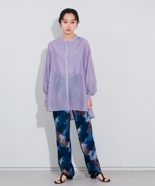 NOMINE(ノミネ)の「バンドカラーボサムシアーブラウス(シャツ/ブラウス・レディース・ブラック/グリーン/アイボリー/ラベンダー・フリー)」の10枚目の写真