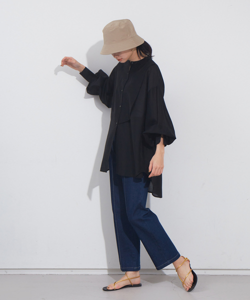 NOMINE(ノミネ)の「バンドカラーボサムシアーブラウス(シャツ/ブラウス・レディース・ブラック/グリーン/アイボリー/ラベンダー・フリー)」の17枚目の写真