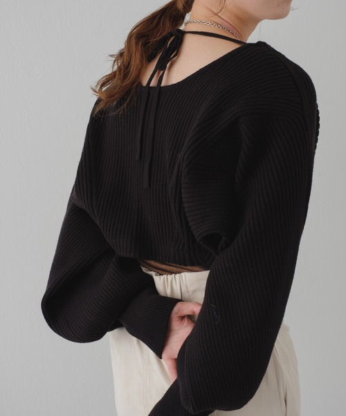 Kastane（カスタネ）の「リブニットボレロ（カーディガン/ボレロ・レディース・ブラック/グリーン/アイボリー・FREE）」の7枚目の写真