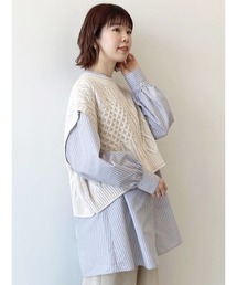 パッチワークケーブルニットベスト