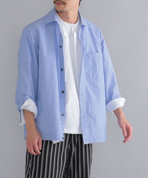 SHIPS（シップス）の「SHIPS: japan quality コットン/ナイロン コードレーン シャツブルゾン（ブルゾン・メンズ・ライトブルー/ネイビー・SMALL/MEDIUM/LARGE/X-LARGE）」の2枚目の写真