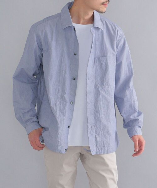 SHIPS（シップス）の「SHIPS: japan quality コットン/ナイロン コードレーン シャツブルゾン（ブルゾン・メンズ・ライトブルー/ネイビー・SMALL/MEDIUM/LARGE/X-LARGE）」の16枚目の写真