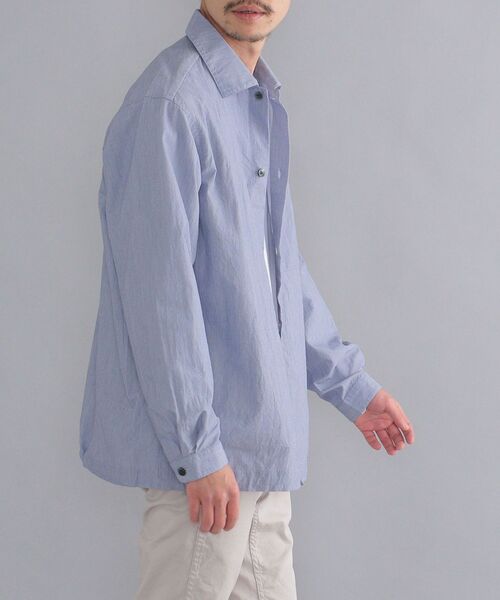 SHIPS（シップス）の「SHIPS: japan quality コットン/ナイロン コードレーン シャツブルゾン（ブルゾン・メンズ・ライトブルー/ネイビー・SMALL/MEDIUM/LARGE/X-LARGE）」の13枚目の写真