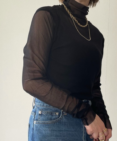 y/m by misato（イムバイミサト）の「シアータートルトップス（Tシャツ/カットソー・レディース・モカ/アイボリー/ブラック・FREE）」の19枚目の写真