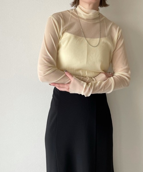 y/m by misato（イムバイミサト）の「シアータートルトップス（Tシャツ/カットソー・レディース・モカ/アイボリー/ブラック・FREE）」の20枚目の写真