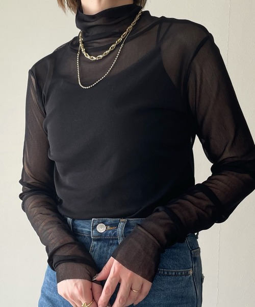 y/m by misato（イムバイミサト）の「シアータートルトップス（Tシャツ/カットソー・レディース・モカ/アイボリー/ブラック・FREE）」の21枚目の写真