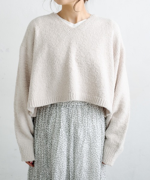 PUAL CE CIN(ピュアルセシン)の「モール糸ショートプルオーバー(ニット/セーター・レディース・グレー/ブルー/ライトベージュ・FREE)」の15枚目の写真
