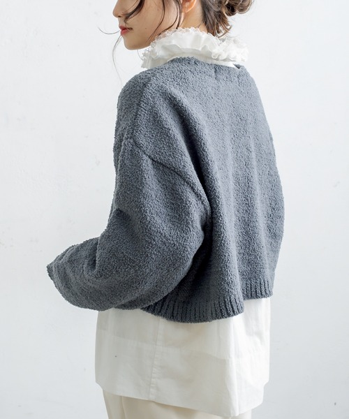 PUAL CE CIN(ピュアルセシン)の「モール糸ショートプルオーバー(ニット/セーター・レディース・グレー/ブルー/ライトベージュ・FREE)」の12枚目の写真