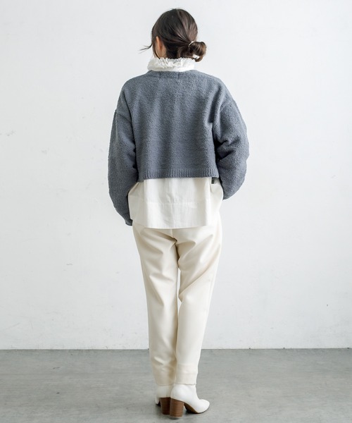 PUAL CE CIN(ピュアルセシン)の「モール糸ショートプルオーバー(ニット/セーター・レディース・グレー/ブルー/ライトベージュ・FREE)」の14枚目の写真