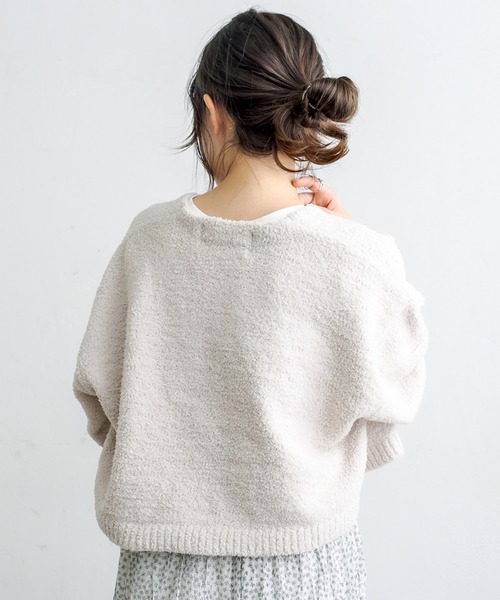 PUAL CE CIN(ピュアルセシン)の「モール糸ショートプルオーバー(ニット/セーター・レディース・グレー/ブルー/ライトベージュ・FREE)」の7枚目の写真