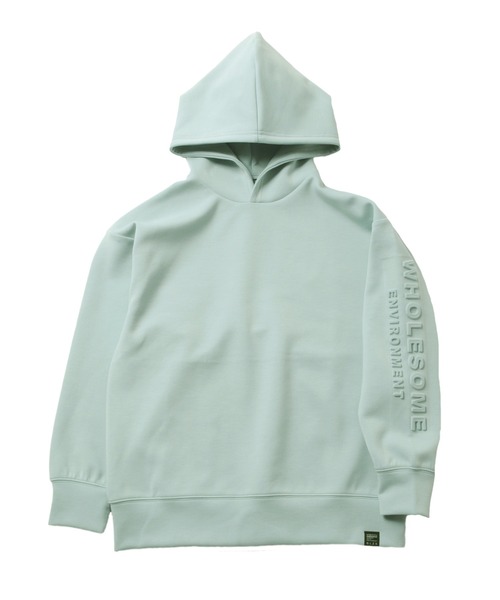 GLAZOS(グラソス)の「ダンボールニット・ドロップショルダーエンボスロゴパーカー【セットアップ対応】(パーカー・キッズ・ブラック/サックスブルー/ライム/グレー・140cm/160cm/150cm/170cm/130cm)」の11枚目の写真