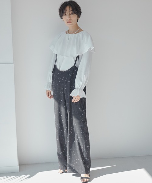 AMERICAN HOLIC（アメリカンホリック）の「キャミサロペット（サロペット/オーバーオール・レディース・ドット/ダークネイビー・L/M）」の2枚目の写真