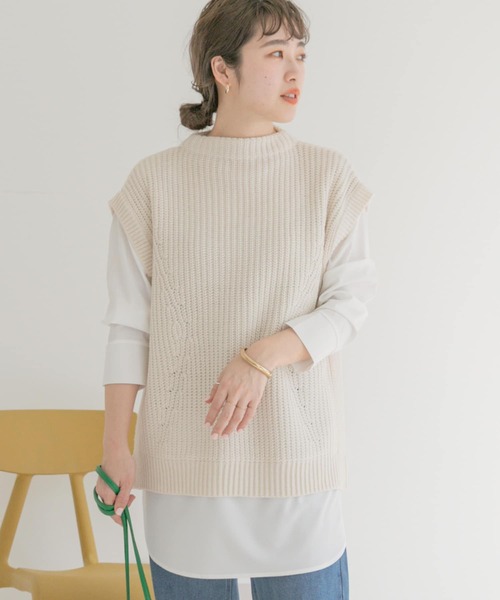 ITEMS URBANRESEARCH（アイテムズ アーバンリサーチ）の「フェイクレイヤードニット（ニット/セーター・レディース・ブラック/オフホワイト/グレー・FREE）」の13枚目の写真