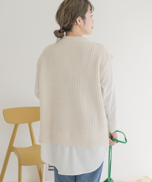 ITEMS URBANRESEARCH（アイテムズ アーバンリサーチ）の「フェイクレイヤードニット（ニット/セーター・レディース・ブラック/オフホワイト/グレー・FREE）」の15枚目の写真