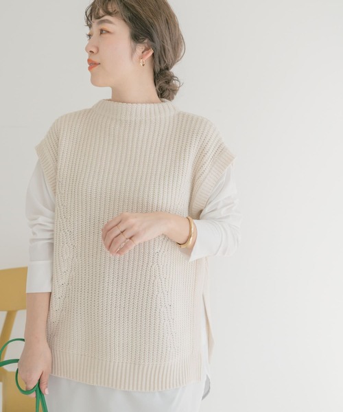 ITEMS URBANRESEARCH（アイテムズ アーバンリサーチ）の「フェイクレイヤードニット（ニット/セーター・レディース・ブラック/オフホワイト/グレー・FREE）」の17枚目の写真