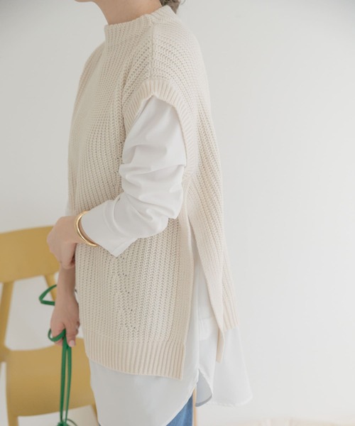 ITEMS URBANRESEARCH（アイテムズ アーバンリサーチ）の「フェイクレイヤードニット（ニット/セーター・レディース・ブラック/オフホワイト/グレー・FREE）」の18枚目の写真