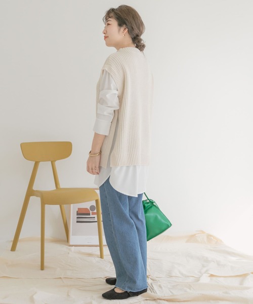 ITEMS URBANRESEARCH（アイテムズ アーバンリサーチ）の「フェイクレイヤードニット（ニット/セーター・レディース・ブラック/オフホワイト/グレー・FREE）」の20枚目の写真