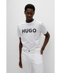 HUGOコントラストロゴ レギュラーフィット コットンジャージーTシャツ