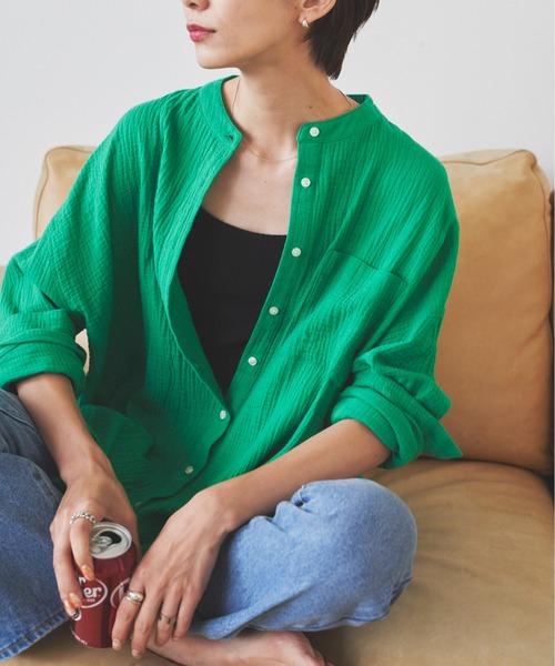 Auntie Rosa Holiday（アンティローザホリデー）の「※入荷禁止※ダブルガーゼオーバーサイズシャツ（シャツ/ブラウス・レディース・ブルー/ピンク/アイボリー/ブラック/グリーン・FREE）」の21枚目の写真