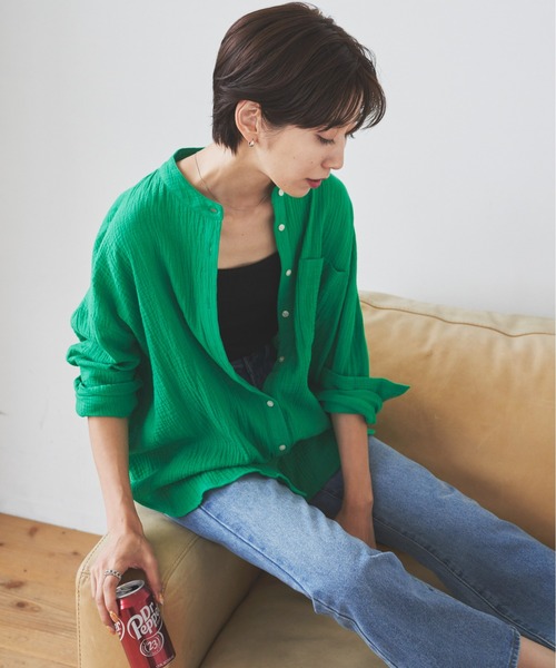 Auntie Rosa Holiday（アンティローザホリデー）の「※入荷禁止※ダブルガーゼオーバーサイズシャツ（シャツ/ブラウス・レディース・ブルー/ピンク/アイボリー/ブラック/グリーン・FREE）」の17枚目の写真