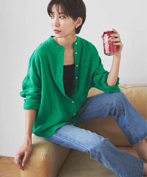 Auntie Rosa Holiday（アンティローザホリデー）の「※入荷禁止※ダブルガーゼオーバーサイズシャツ（シャツ/ブラウス・レディース・ブルー/ピンク/アイボリー/ブラック/グリーン・FREE）」の22枚目の写真