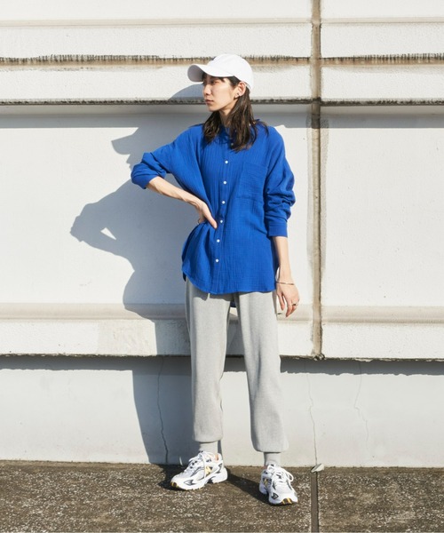 Auntie Rosa Holiday（アンティローザホリデー）の「※入荷禁止※ダブルガーゼオーバーサイズシャツ（シャツ/ブラウス・レディース・ブルー/ピンク/アイボリー/ブラック/グリーン・FREE）」の14枚目の写真