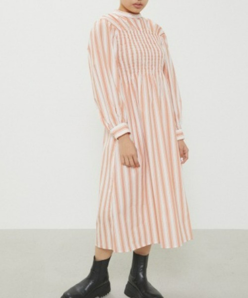 値段 オレンジ THICK STRIPE GATHER OP 値段 オレンジ THICK STRIPE GATHER OP