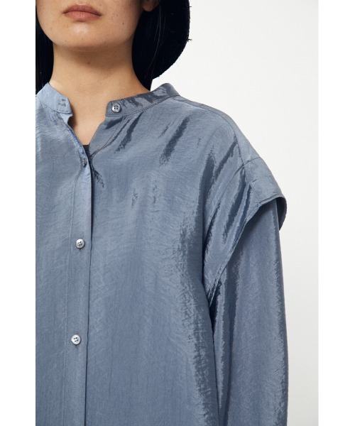 BLACK BY MOUSSY(ブラックバイマウジー)の「band collar satin shirt( バンドカラーサテンシャツ)(シャツ/ブラウス・レディース・ブラック/カーキ/ブルー・FREE)」の10枚目の写真