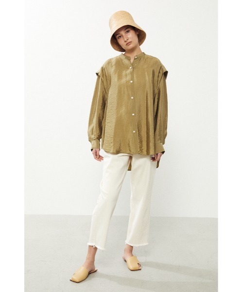 BLACK BY MOUSSY(ブラックバイマウジー)の「band collar satin shirt( バンドカラーサテンシャツ)(シャツ/ブラウス・レディース・ブラック/カーキ/ブルー・FREE)」の14枚目の写真