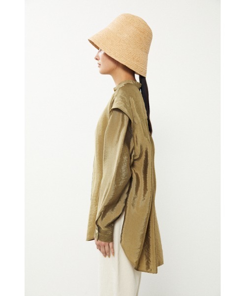 BLACK BY MOUSSY(ブラックバイマウジー)の「band collar satin shirt( バンドカラーサテンシャツ)(シャツ/ブラウス・レディース・ブラック/カーキ/ブルー・FREE)」の16枚目の写真