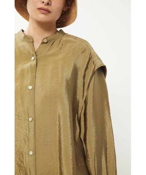 BLACK BY MOUSSY(ブラックバイマウジー)の「band collar satin shirt( バンドカラーサテンシャツ)(シャツ/ブラウス・レディース・ブラック/カーキ/ブルー・FREE)」の19枚目の写真