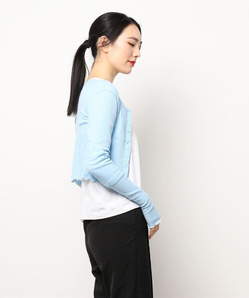 Bonjour Girl（ボンジュールガール）の「【Planforotherday/プラン・フォー・アザーデイ】baby smile button cardigan ベイビースマイルボタンカーディガン（カーディガン/ボレロ・レディース・ブルー・FREE）」の6枚目の写真