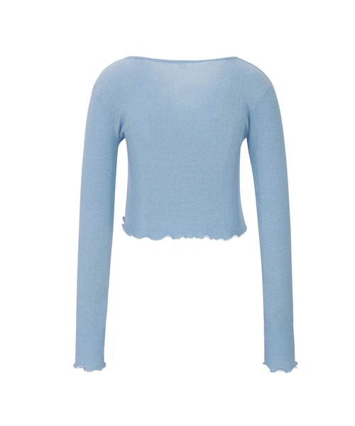 Bonjour Girl（ボンジュールガール）の「【Planforotherday/プラン・フォー・アザーデイ】baby smile button cardigan ベイビースマイルボタンカーディガン（カーディガン/ボレロ・レディース・ブルー・FREE）」の5枚目の写真