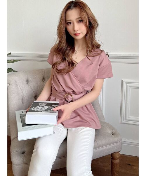 RESEXXY(リゼクシー)の「カシュクールカットトップス(Tシャツ/カットソー・レディース・ブラック/ピンク/ホワイト・FREE)」の7枚目の写真