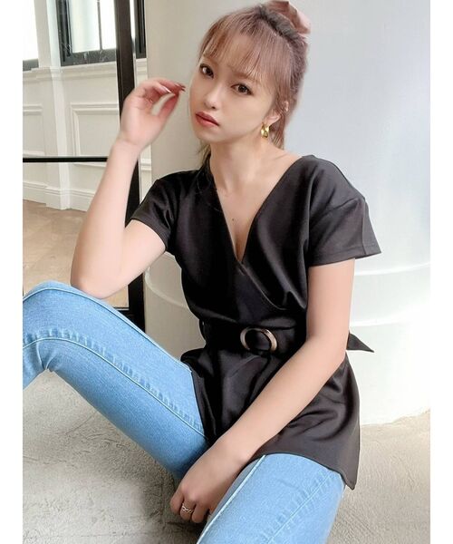 RESEXXY(リゼクシー)の「カシュクールカットトップス(Tシャツ/カットソー・レディース・ブラック/ピンク/ホワイト・FREE)」の8枚目の写真