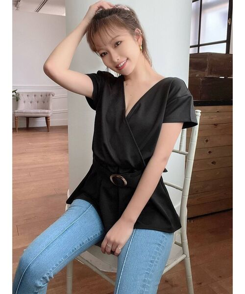 RESEXXY(リゼクシー)の「カシュクールカットトップス(Tシャツ/カットソー・レディース・ブラック/ピンク/ホワイト・FREE)」の10枚目の写真