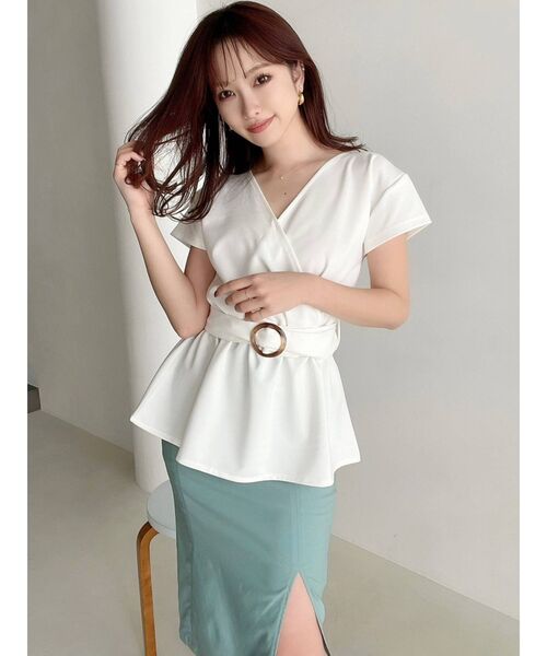 RESEXXY(リゼクシー)の「カシュクールカットトップス(Tシャツ/カットソー・レディース・ブラック/ピンク/ホワイト・FREE)」の11枚目の写真