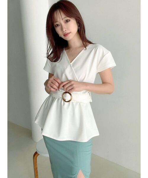 RESEXXY(リゼクシー)の「カシュクールカットトップス(Tシャツ/カットソー・レディース・ブラック/ピンク/ホワイト・FREE)」の12枚目の写真