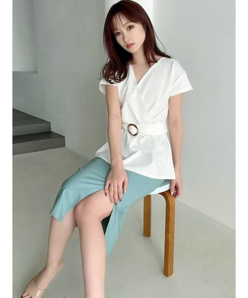 RESEXXY(リゼクシー)の「カシュクールカットトップス(Tシャツ/カットソー・レディース・ブラック/ピンク/ホワイト・FREE)」の13枚目の写真