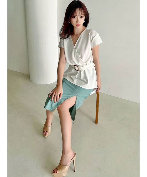 RESEXXY(リゼクシー)の「カシュクールカットトップス(Tシャツ/カットソー・レディース・ブラック/ピンク/ホワイト・FREE)」の14枚目の写真