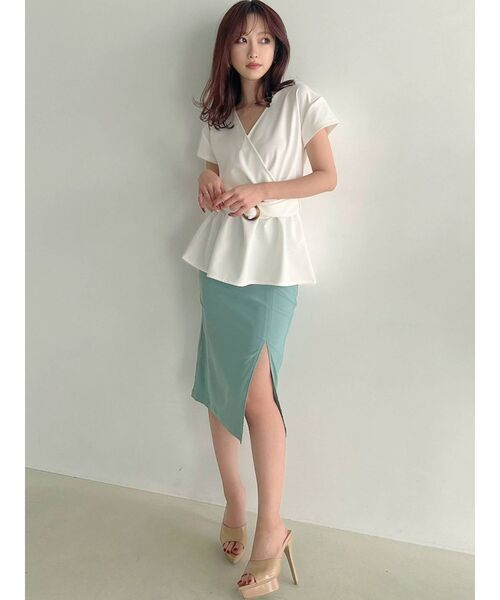 RESEXXY(リゼクシー)の「カシュクールカットトップス(Tシャツ/カットソー・レディース・ブラック/ピンク/ホワイト・FREE)」の15枚目の写真