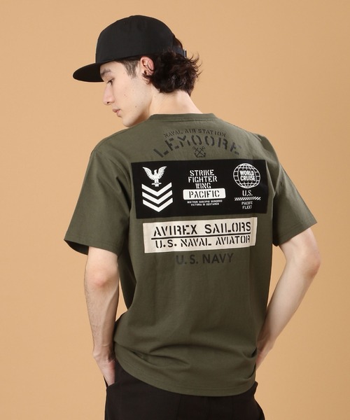 AVIREX（アヴィレックス）の「ナバル シーチィング パッチド Tシャツ/NAVAL SHEETING PATCHED T-SHIRT / アヴィレックス /AVIREX（Tシャツ/カットソー・メンズ・ホワイト/ブラック/ダークオリーブ/オレンジ・MEDIUM/X-LARGE/LARGE/XX-LARGE）」の3枚目の写真