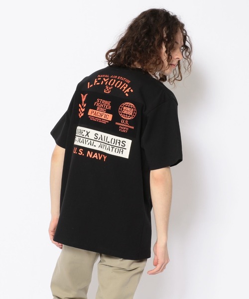 AVIREX（アヴィレックス）の「ナバル シーチィング パッチド Tシャツ/NAVAL SHEETING PATCHED T-SHIRT / アヴィレックス /AVIREX（Tシャツ/カットソー・メンズ・ホワイト/ブラック/ダークオリーブ/オレンジ・MEDIUM/X-LARGE/LARGE/XX-LARGE）」の2枚目の写真